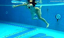 Russische en Spaanse tieners worden nat en wild in een zwembad