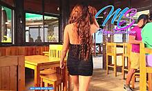 מיו סאנו, דוגמנית פיליפינית, חושפת את עצמה בבית קפה כשהיא לובשת שמלת מיני ללא תחתונים