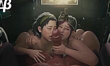 การเล่นเป็นสามคนกับสองสาวเซ็กซี่ในวิดีโอ 3D hentai